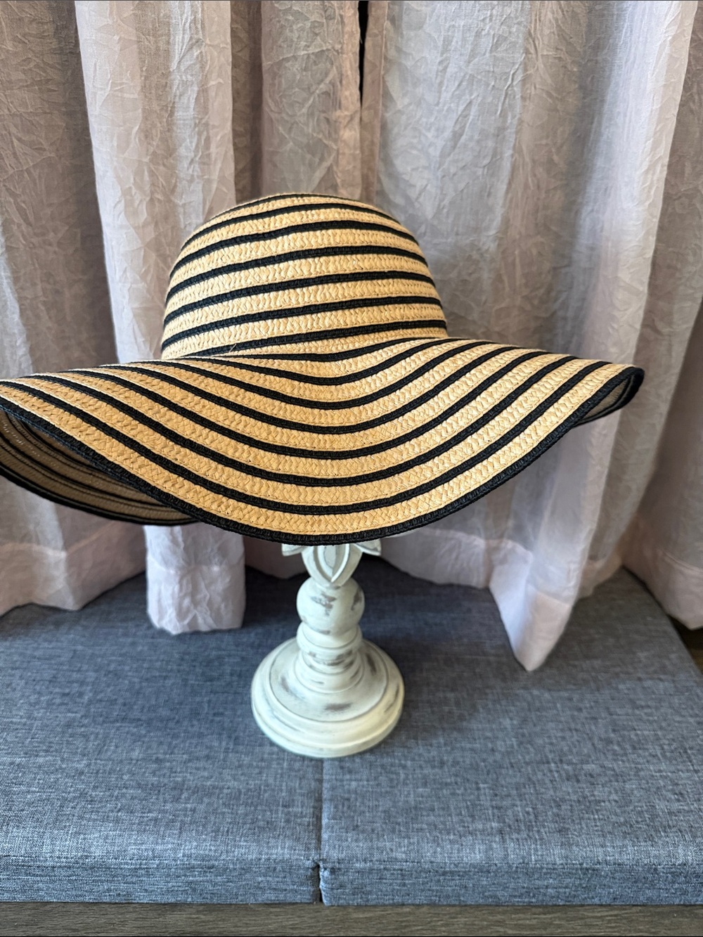a.n.a Striped Wide-Brim Straw Hat in Natural and Black